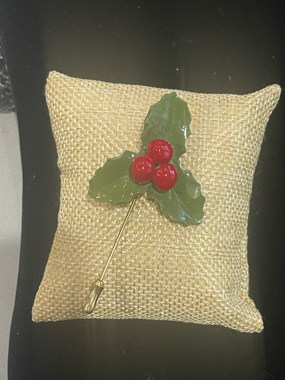 Holiday Holly Berry Lapel Pin - Red & Green